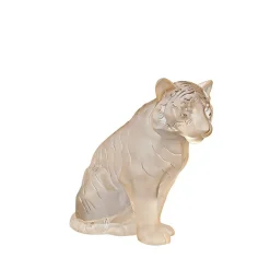 Tigre assis lustré or lalique