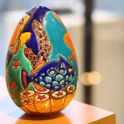 Œuf aqua tropicale Émaux de Longwy