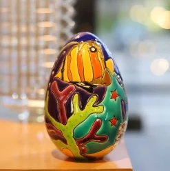 Œuf aqua tropicale Émaux de Longwy