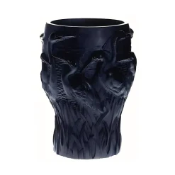 Vase aux aigrettes vintage noir Daum