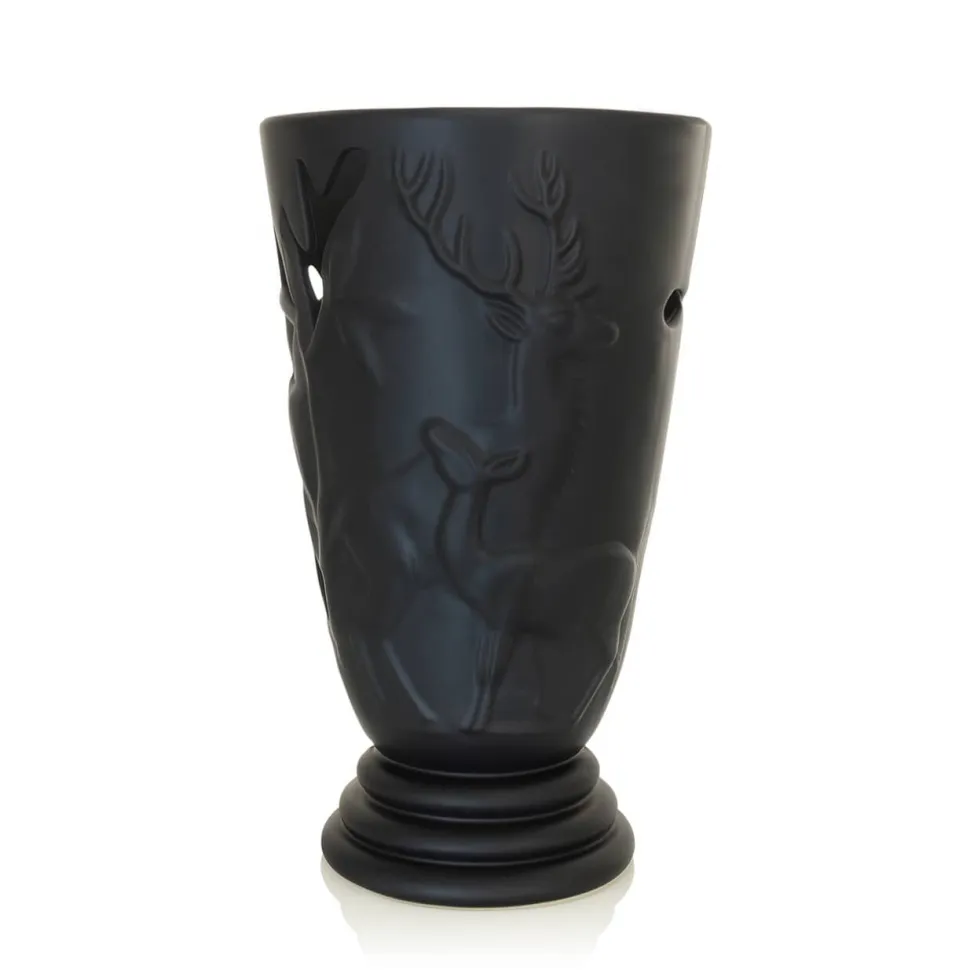 Vase cerf noir Faïence de Lunéville
