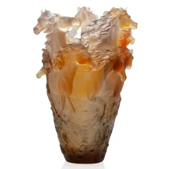 Vase cheval cavalcade magnum brun glacé daum