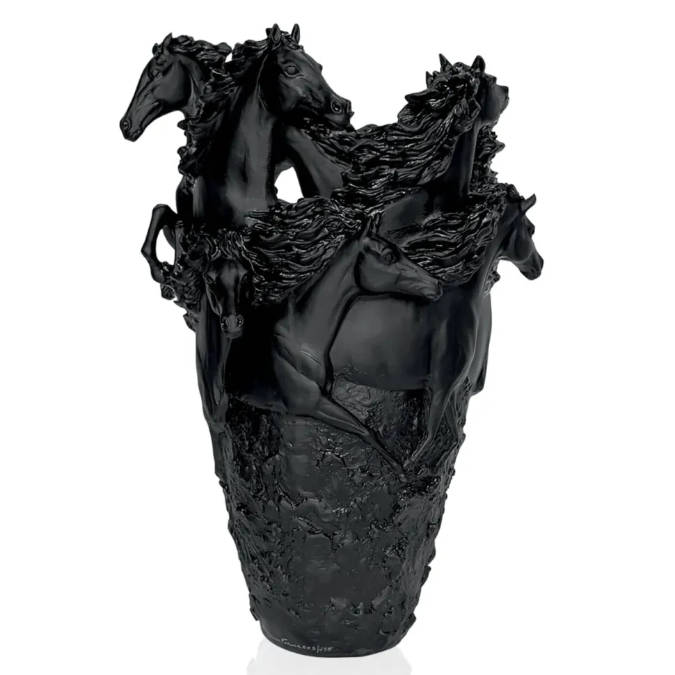 Vase cheval cavalcade noir Daum