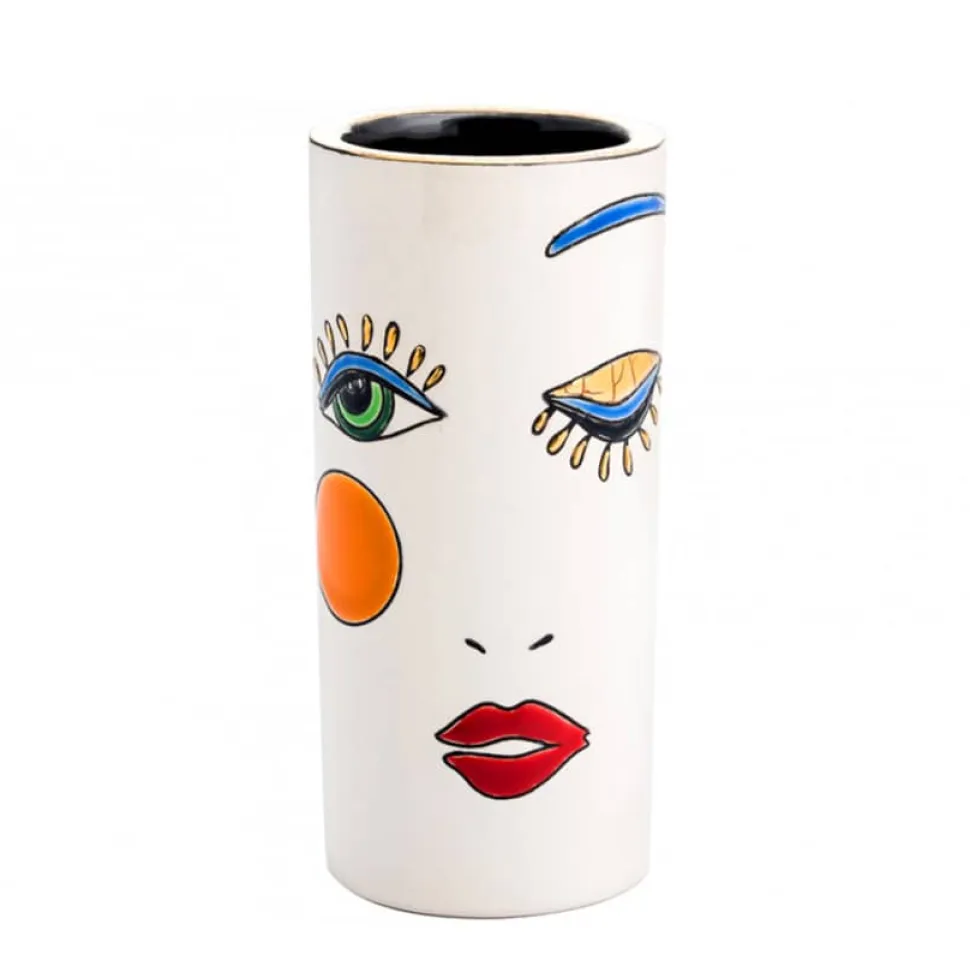 Vase cornet Happy Face 14 CM Émaux de Longwy