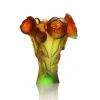 Vase pivoine vert orange daum