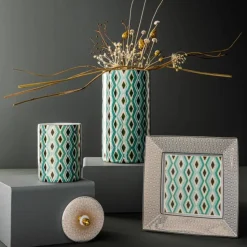 Vase porcelaine 20 cm Mosaic Babylone Vert Raynaud