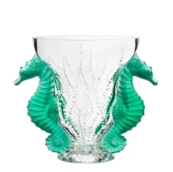 Vase poséidon vert menthe lalique