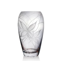 Vase roni ovale gravé main cristal lehrer