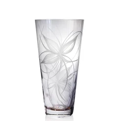 Vase roni tubulaire gravé main cristal lehrer