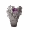 Vase rose gris fleur violette daum