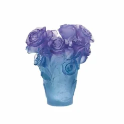 Vase roses bleu mauve daum