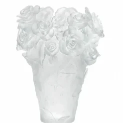 Vase roses passion blanc daum