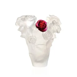 Vase roses passion fleur rouge daum
