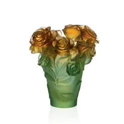 Vase roses passion vert orange daum