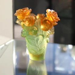 Vase roses passion vert orange daum