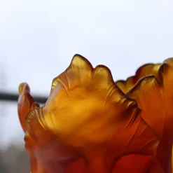 Vase tulipe ambre foncé daum