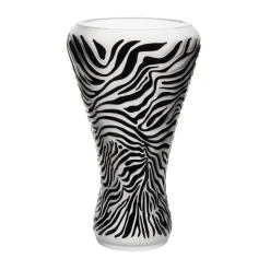 Vase Zèbre incolore émaillé noir 28 ex Lalique